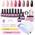 8pc Gel Polish Kit with 36w Lamp Pink Girl Set