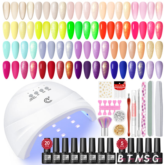 COSCELIA Gel Nail Polish Kit with U V Light 20 Colors Gel Polish Soak Off 5pcs Top Base Coat Nail Decorations French Manicure Kits Gift for Women