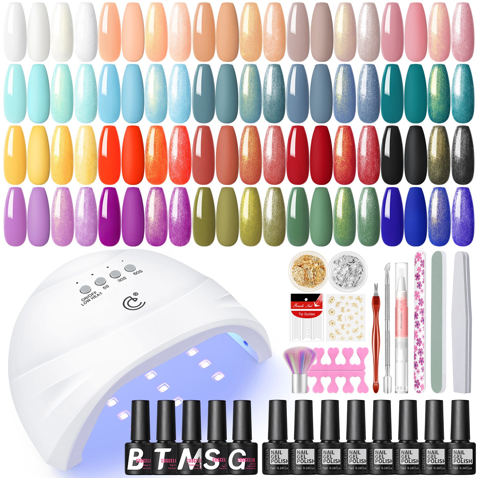 COSCELIA Gel Nail Kit with U V Light Starter Kit 20 Colors Gel Nail Polish Multi-Type Top Base Coat Nail Art Decorations Gel Manicure Nail Kit Gifts for Women