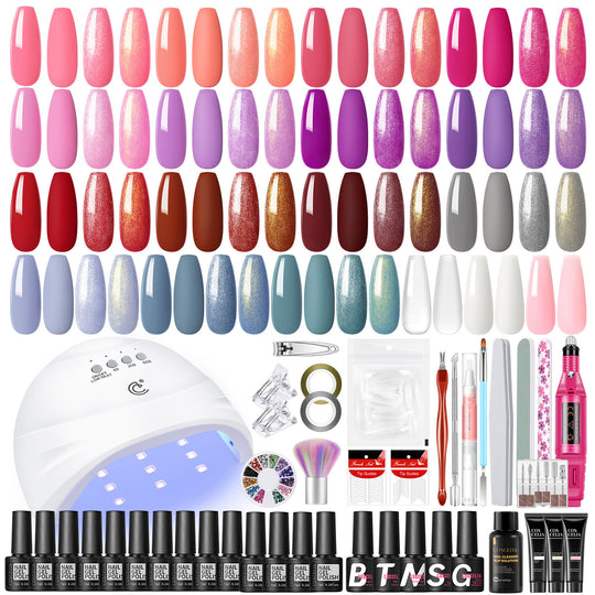 Coscelia Gel Nail Polish Kit with U V Light Starter Kit and Drill 15PC Gel Nail and 3PC Nail Extension Gel Kit Gifts for Women