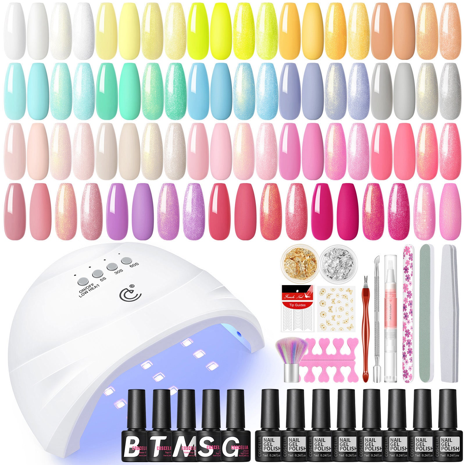COSCELIA Gel Nail Polish Kit with U V Light Starter Kit 20 PCS Gel Nail Polish Set Nude Pink Colors Nail Decorations Complete Gel Manicure Kit Gifts for Women DIY Salon