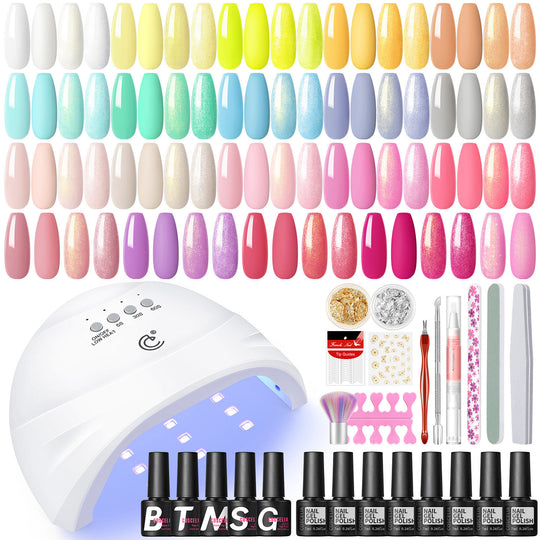 COSCELIA Gel Nail Polish Kit with U V Light Starter Kit 20 PCS Gel Nail Polish Set Nude Pink Colors Nail Decorations Complete Gel Manicure Kit Gifts for Women DIY Salon