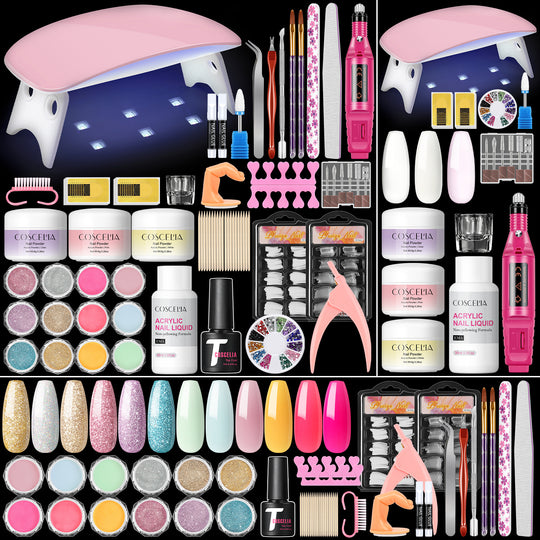 Coscelia Acrylic Nail Kit with U V Light and Drill Glitter Acrylic Powder and Liquid Set for Home Use