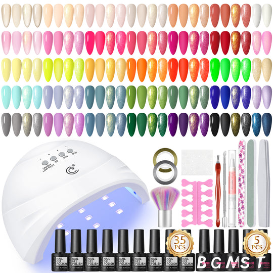 COSCELIA Gel Nail Polish Kit with U V light Starter Kit 35 Colors Gel Polish Set 5PC Top Base Coat Gel Manicure Kit DIY Gifts for Women