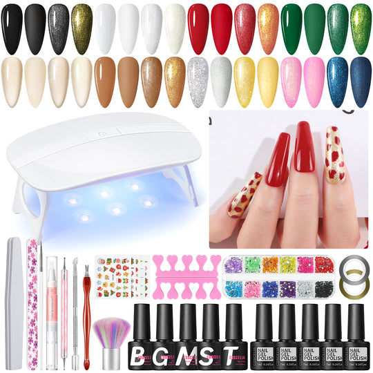 COSCELIA Gel Nail Polish Kit with U V Lamp Starter kit 10 Colors Gel Nail Polish Sets 5pcs Top Base Coat Nail Light Complete French Gel Manicure Kits DIY Gifts for Women