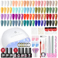 Gel Nail Polish Kit with U V Light Summer Colors 20PC Gel Polish Multi-Type Top Coat Complete Gel Manicure Starter Kit DIY Gifts for Women