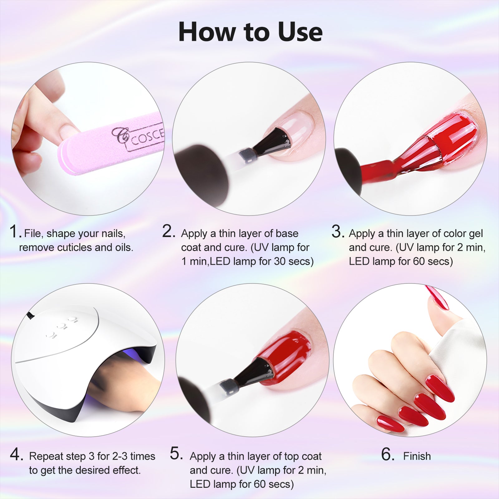 Coscelia 8PCS Gel Polish Set - Long Lasting All for Manicure Nail Art Soak Off LED Gel Polish DIY Nail Painting