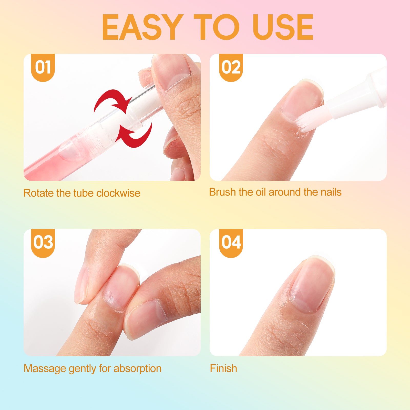 Coscelia 5PCS Cuticle Oil Set - Fruit Plant Spices Cuticle Oil Pens for Nail Care, Nail Cuticle Oil Pens Nourishing Polishing