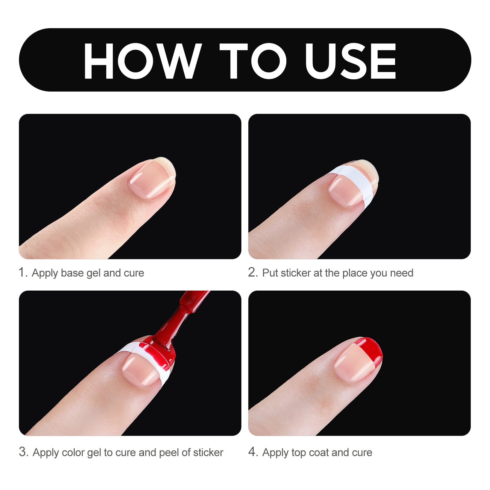 Peacecolor Nail Builder Gel Nail art stickers, 1PC French Art Stickers for DIY Women