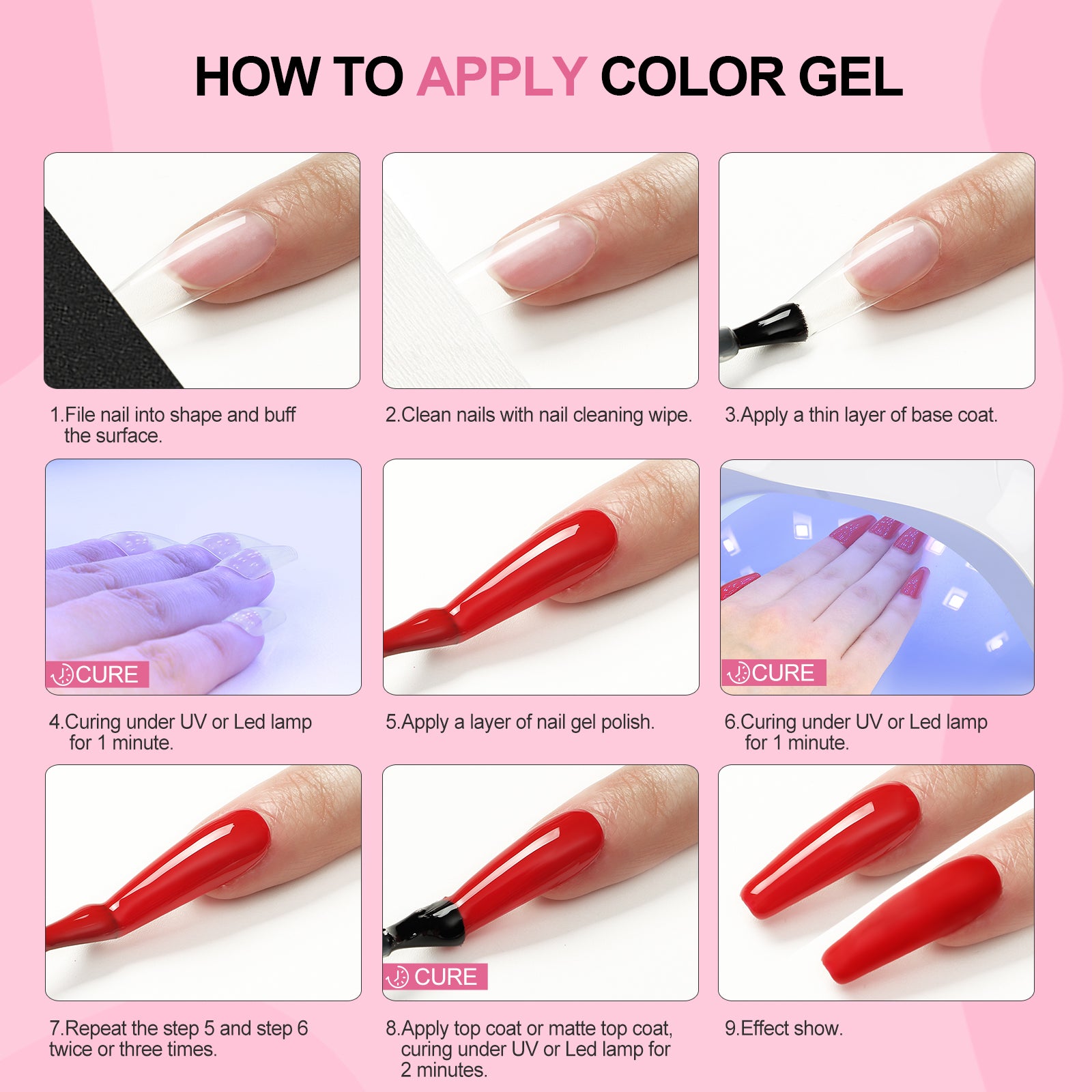 Coscelia Gel Polish Kit Wtih UV Nail Lamp - 4 Colors Gel Polish Set with Base Top Coat ＆ Nail Art Tool Set, Nail Salon Quality, Women Gift