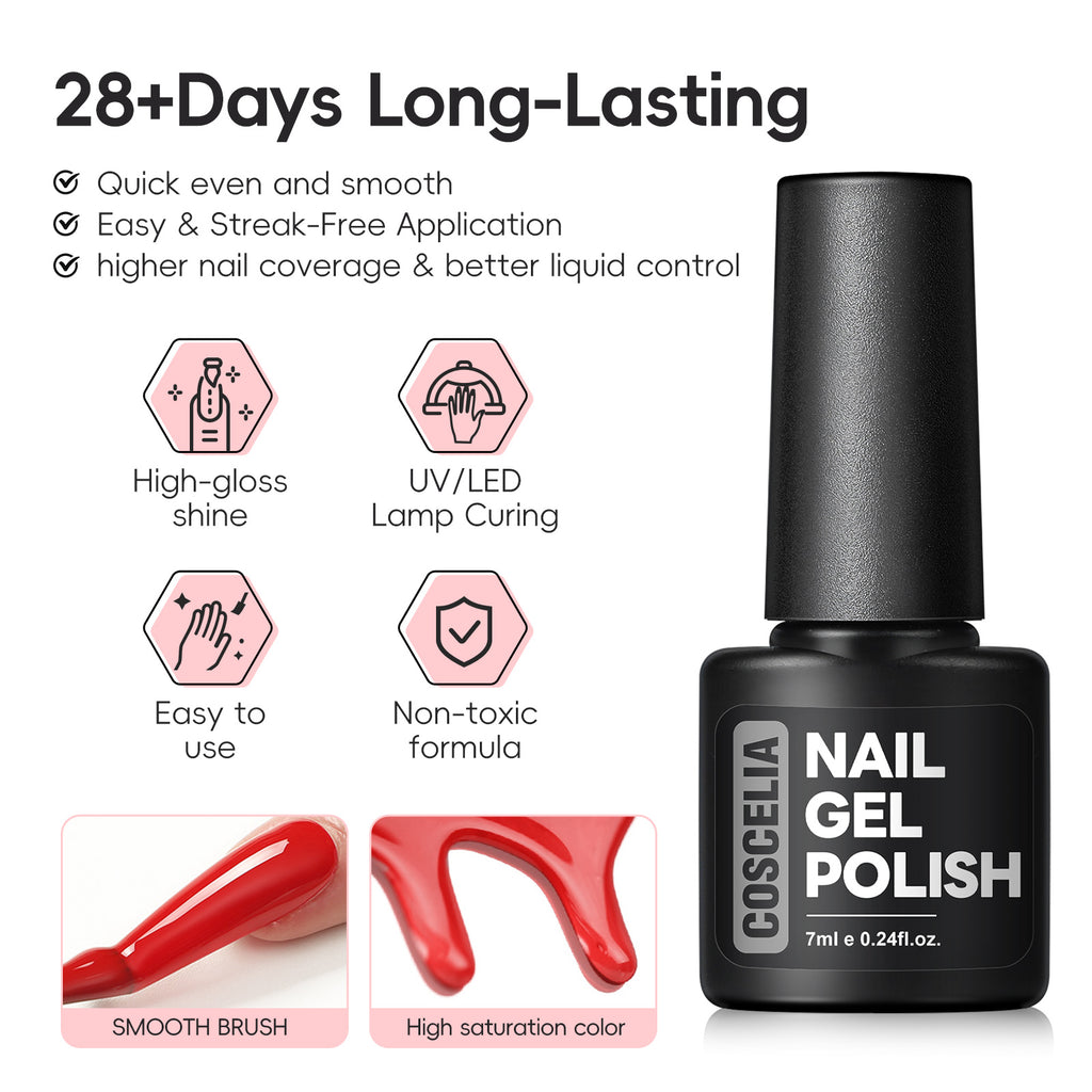 Coscelia 7ml Gel Nail Polish Set 8PCS - Milky Bule Green Yellow Soak Off Gel Polish for Nail Art Design, Salon Quality Home Manicure DIY, Women Gift