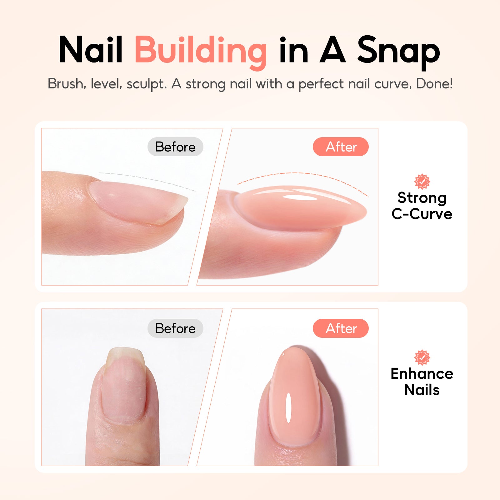 Peacecolor Nail Builder Gel Nail polish, 6PCS 10ML Builder Nail Extension Kit for Women