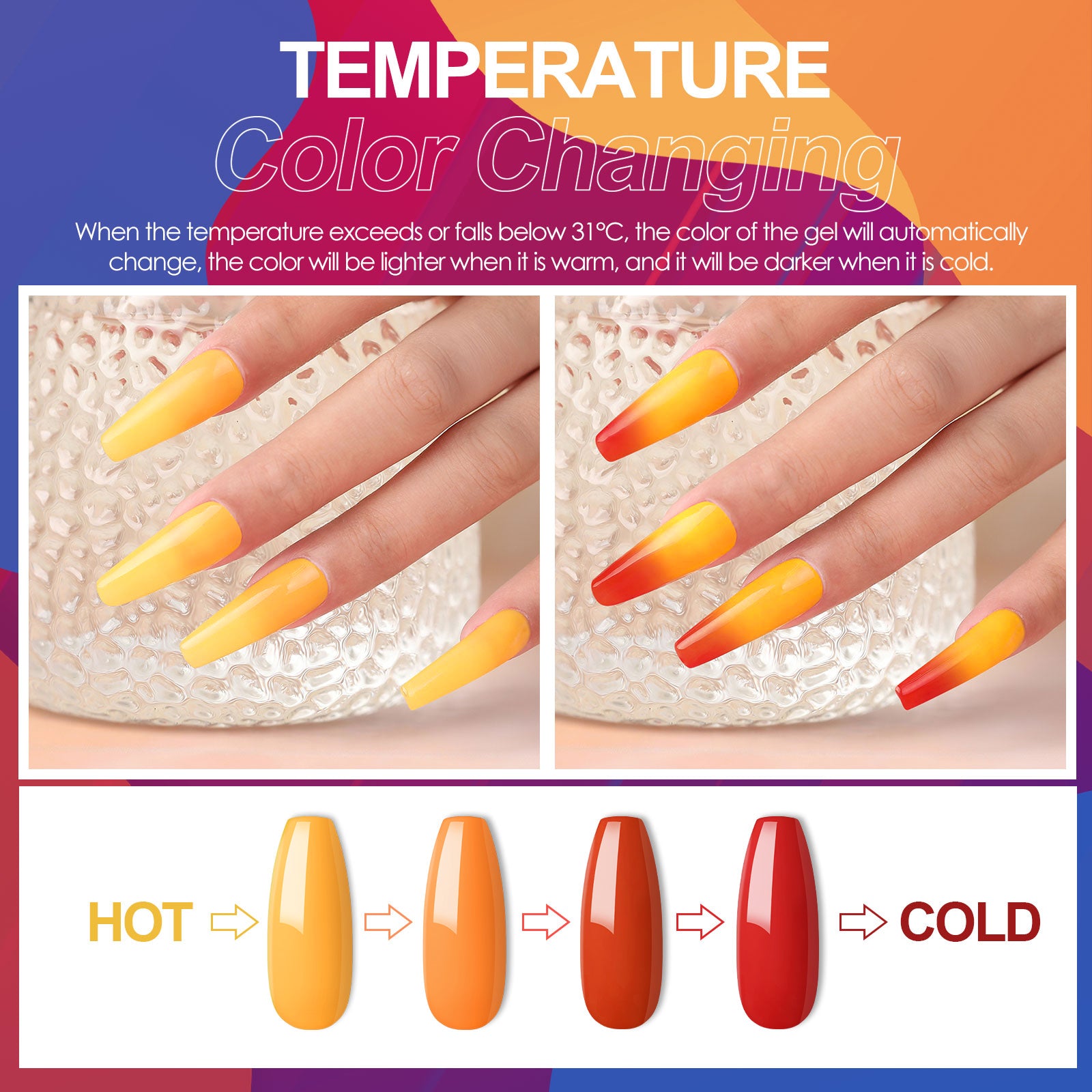 Coscelia Temperature Changing Gel Nail Polish Set - 8 Colors Soak-Off Gel Polish, Long Lasting for Nail Art Design Home Manicure - Gift for Nail Art Lovers