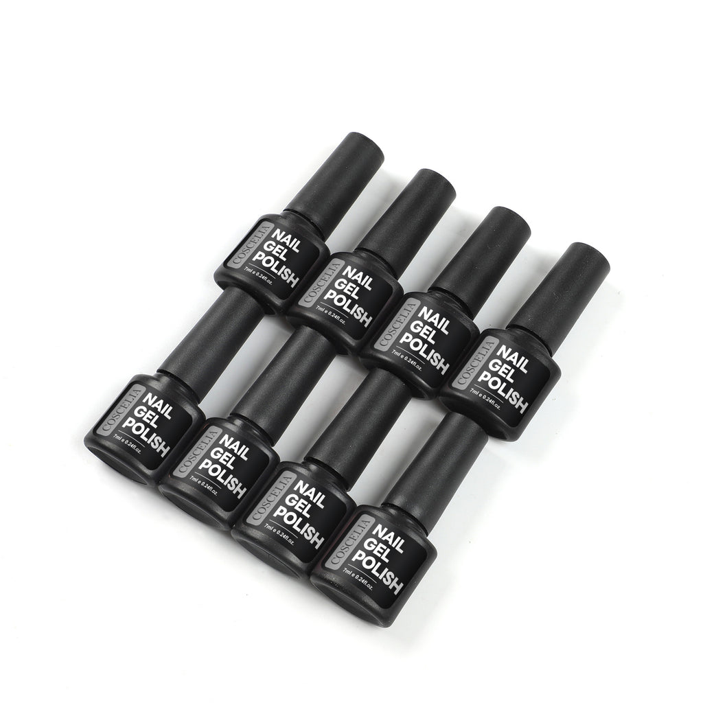 Coscelia 7ml Gel Nail Polish Set 8PCS - Milky Bule Green Yellow Soak Off Gel Polish for Nail Art Design, Salon Quality Home Manicure DIY, Women Gift