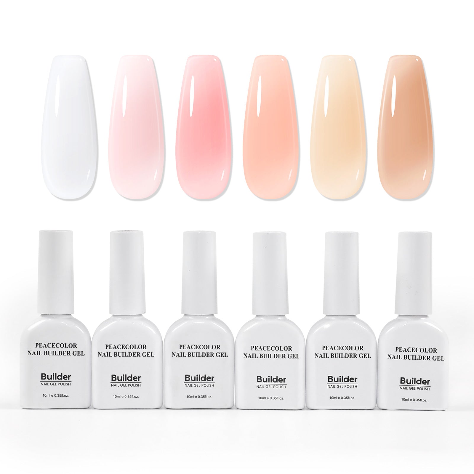 Peacecolor Nail Builder Gel Nail polish, 6PCS 10ML Builder Nail Extension Kit for Women