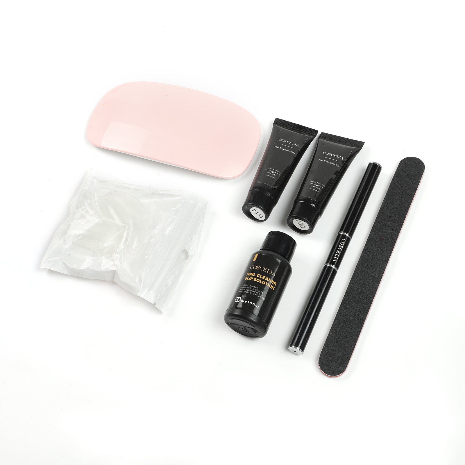 Coscelia Poly Extension Gel Kit with UV Lamp -  2PCS Nail Extension Gel Set with 30ml Slip Solution, Complete Manicure Tool Set For Beginners, Perfect Gift for Women