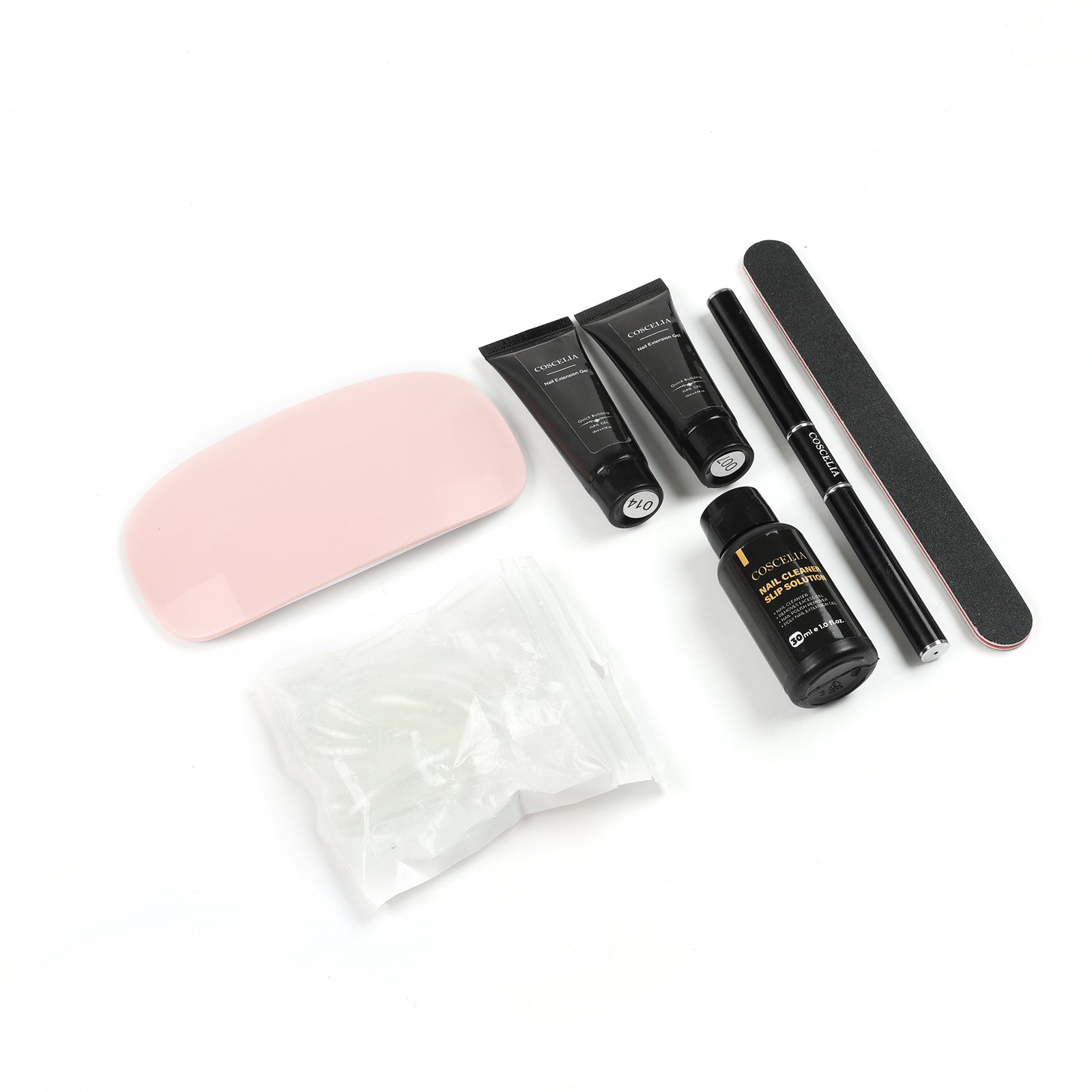 Coscelia Poly Extension Gel Kit with UV Lamp -  2PCS Nail Extension Gel Set with 30ml Slip Solution, Complete Manicure Tool Set For Beginners, Perfect Gift for Women