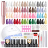 40PC Gel Nail Polish Kit with U V Lamp and Drill, White Black Red Blue Green 22Colors Gel Polish Set with Glossy Matte Glitter Soak Off Top Coat DIY Gifts for Women