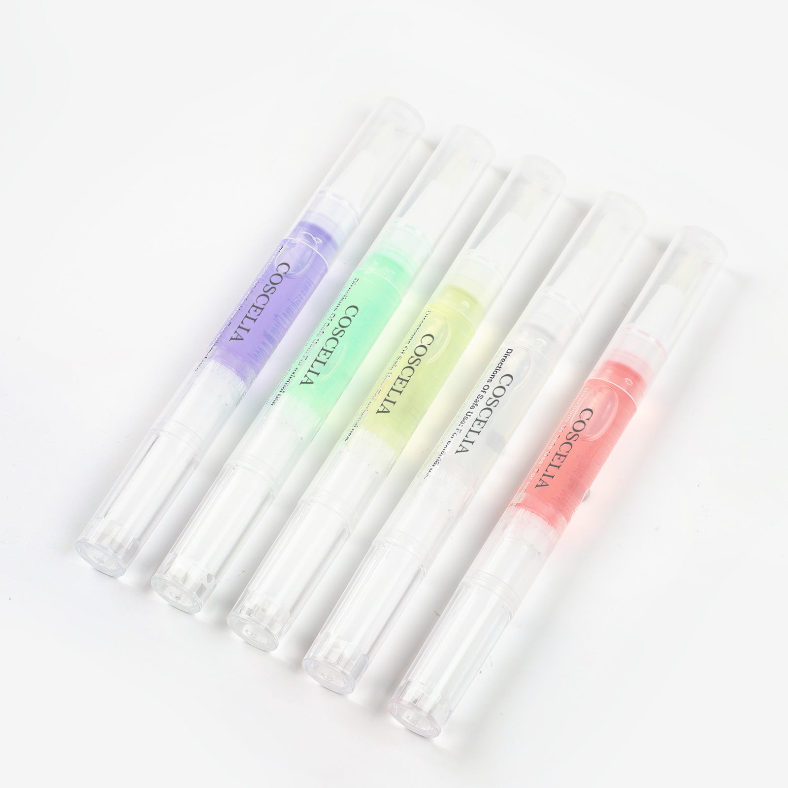Coscelia 5PCS Cuticle Oil Set - Fruit Plant Spices Cuticle Oil Pens for Nail Care, Nail Cuticle Oil Pens Nourishing Polishing