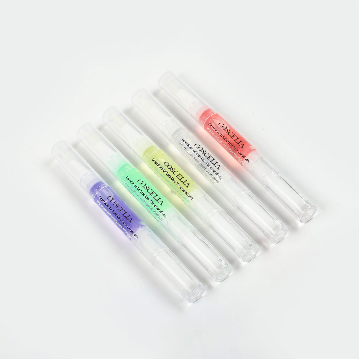 Coscelia 5PCS Cuticle Oil Set - Fruit Plant Spices Cuticle Oil Pens for Nail Care, Nail Cuticle Oil Pens Nourishing Polishing