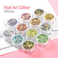 12pc Mixed Nail Art Glitter Rhinestone